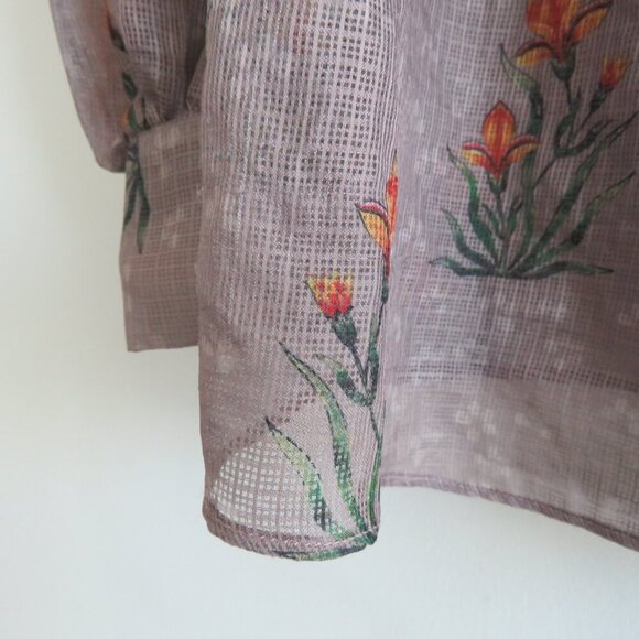 SACHIN + BABI Acacia Floral Tasseled Sheer Boho Blouse - Size S - Picture 11 of 16